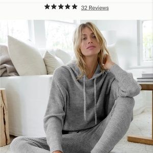 Jenni Kayne Alpaca Fisherman Hoody Heather Grey Medium